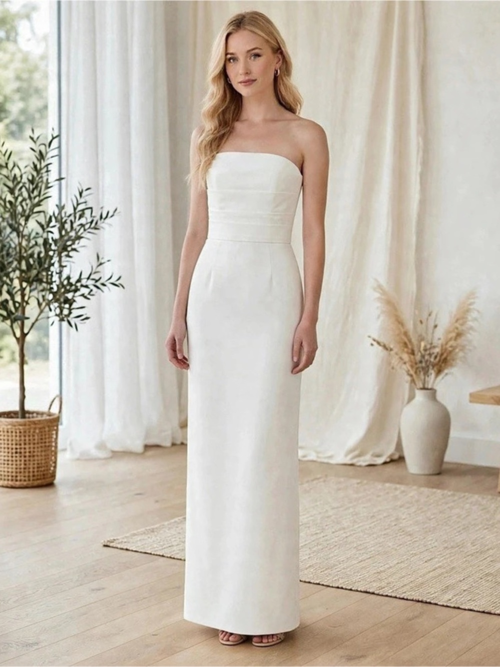 Amsale "Sonia" Strapless White Gown - Size 4